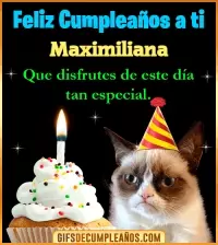 GIF Gato meme Feliz Cumpleaños Maximiliana